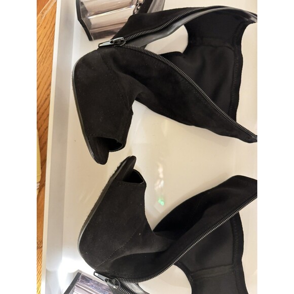 Charlotte Russe Kloude-16 Women 7 1/2 Black Lycra Clear Heels Zippers Going Out - Picture 10 of 16